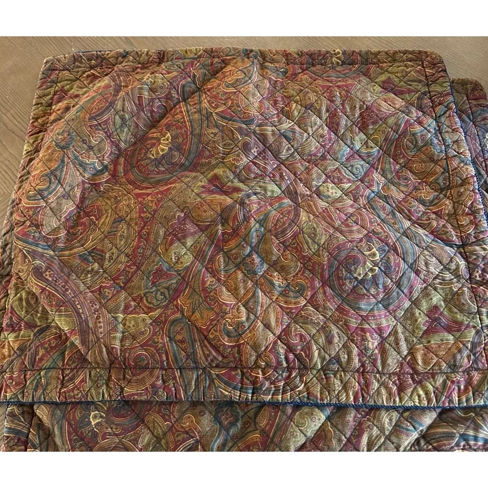 2 American Living Lichfield Litchfield Ralph Lauren Quilted Paisley Pillow Shams